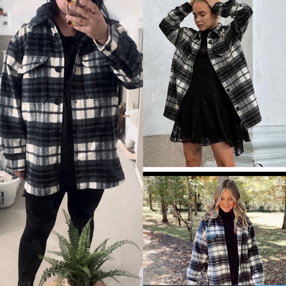 Brand New! “Shacket “Black & White Plaid